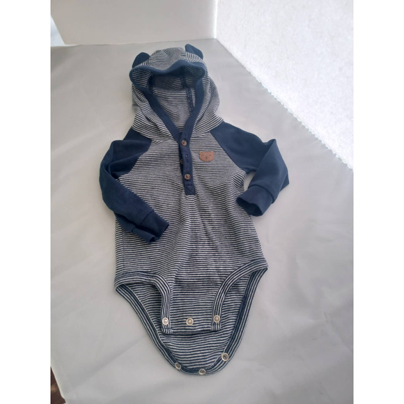 Carter's One Pieces Boys Hooded Onesie Carters 6 Months Blue Teddy Bear Applique And Bear